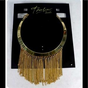 THALIA SODI FRINGE COLLAR NECKLACE GOLD TONE